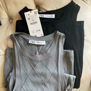 Zara Black Textured Sleeveless Top